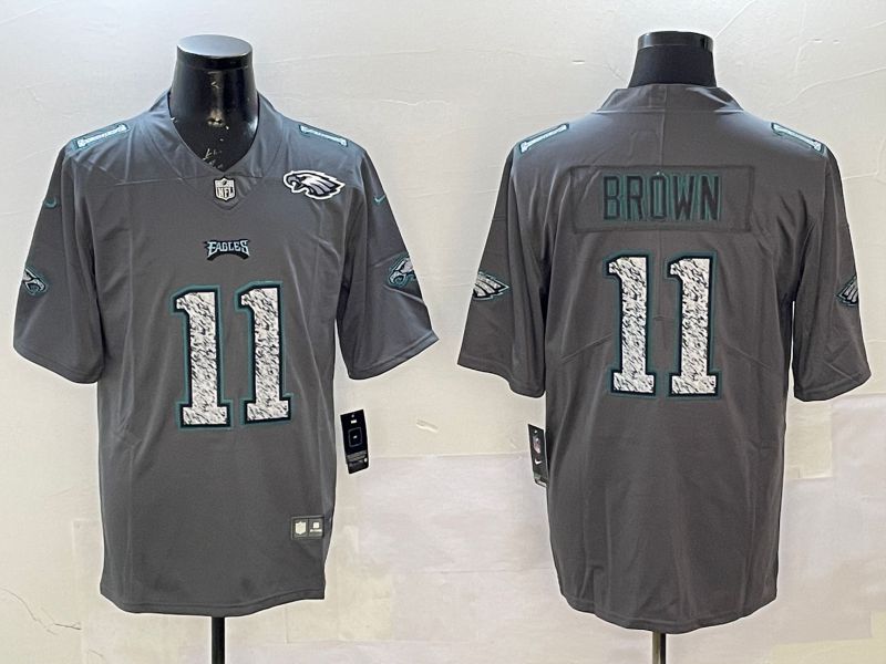 Men Philadelphia Eagles #11 Brown Grey 2025 Nike Vapor Limited NFL Jersey style 4->philadelphia eagles->NFL Jersey